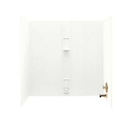 30-in D x 60-in W x 60-in H Solid Surface Bathtub Wall Kit in Tahiti White