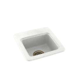15-in D x 15-in W x 6-in H Solid Surface Drop-in Bar Sink with 1-Hole in Tahiti White