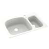 33-in D x 22-in W x 9.75-in H Solid Surface Dual Mount Double Bowl Kitchen Sink with 1-Hole in Tahiti White