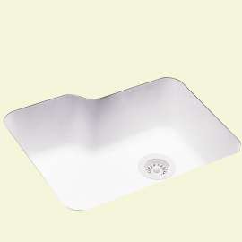 25-in D x 21.25-in W x 8.75-in H Solid Surface Undermount Single Bowl Kitchen Sink with 0-Hole in White