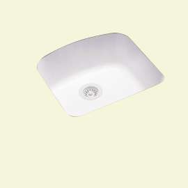 20.875-in D x 20.125-in W x 9.25-in H Solid Surface Undermount Single Bowl Kitchen Sink with 0-Hole in White