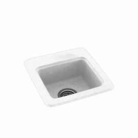 15-in D x 15-in W x 6-in H Solid Surface Drop-in Bar Sink with 1-Hole in White