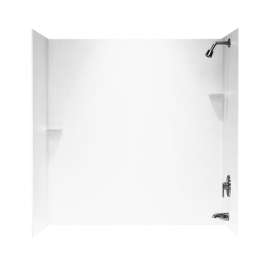 SS-60-3-010 30-in D x 60-in W x 60-in H Solid Surface Bathtub Wall Kit in White