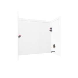 32-in D x 60-in W x 60-in H Solid Surface Bathtub Wall Kit in White