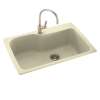 33-in D x 22-in W x 10.563-in H Solid Surface Dual Mount Single Bowl Kitchen Sink with 1-Hole in Bone