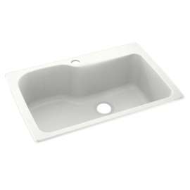 33-in D x 22-in W x 10.563-in H Solid Surface Dual Mount Single Bowl Kitchen Sink with 1-Hole in Tahiti White
