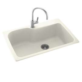 33-in D x 22-in W x 10.563-in H Solid Surface Dual Mount Single Bowl Kitchen Sink with 1-Hole in Bisque
