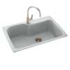 33-in D x 22-in W x 10.563-in H Solid Surface Dual Mount Single Bowl Kitchen Sink with 1-Hole in Tahiti Gray