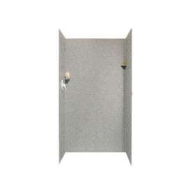 36-in D x 36-in W x 72-in H Solid Surface Shower Wall Surround in Gray Granite