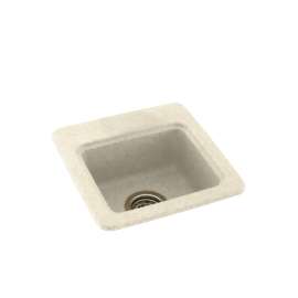 15-in D x 15-in W x 6-in H Solid Surface Drop-in Bar Sink with 1-Hole in Pebble