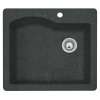 QZSB-2522-077 25-in D x 22-in W x 9.5-in H Granite Dual Mount Single Bowl Kitchen Sink with 1-Hole in Nero
