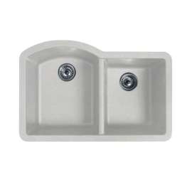 32-in D x 21-in W x 9.5-in H Granite Undermount Double Bowl Kitchen Sink with 1-Hole in Granito