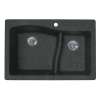 33-in D x 22-in W x 5.625-in H Granite Dual Mount Double Bowl Kitchen Sink with 1-Hole in Nero