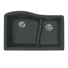 32-in D x 21-in W x 10.625-in H Granite Undermount Double Bowl Kitchen Sink with 1-Hole