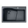 33-in D x 22-in W x 5.625-in H Granite Dual Mount Single Bowl Kitchen Sink with 1-Hole in Nero