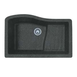 32-in D x 21-in W x 10.625-in H Granite Undermount Single Bowl Kitchen Sink with 1-Hole in Nero