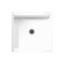 32.375-in D x 32.375-in W x 5.5-in H Solid Surface Shower Base in White
