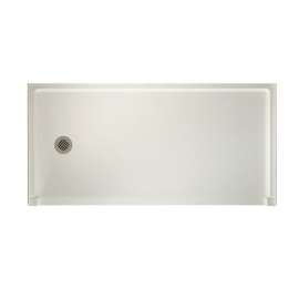 30.1875-in D x 60.375-in W x 4.1875-in H Solid Surface Shower Base with Left-Hand Drain in Bisque