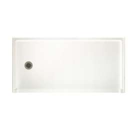 30.1875-in D x 60.375-in W x 4.1875-in H Solid Surface Shower Base with Left-Hand Drain in Tahiti White