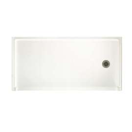 30.1875-in D x 60.375-in W x 4.1875-in H Solid Surface Shower Base with Right-Hand Drain in Tahiti White