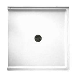 38.375-in D x 37.188-in W x 3.75-in H Solid Surface Shower Base in White