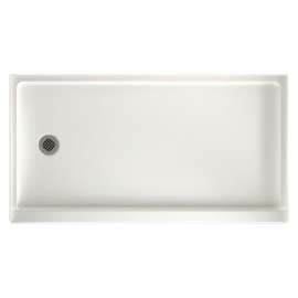 32-in D x 60-in W x 4.3125-in H Solid Surface Shower Base with Left-Hand Drain in Bisque