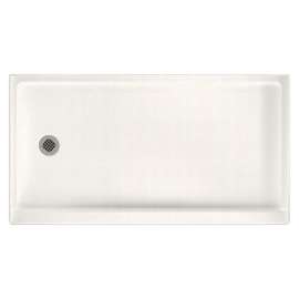 32-in D x 60-in W x 4.3125-in H Solid Surface Shower Base with Left-Hand Drain in Tahiti Ivory