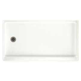 32-in D x 60-in W x 4.3125-in H Solid Surface Shower Base with Left-Hand Drain in Tahiti White