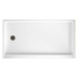 32-in D x 60-in W x 4.3125-in H Solid Surface Shower Base with Left-Hand Drain in White