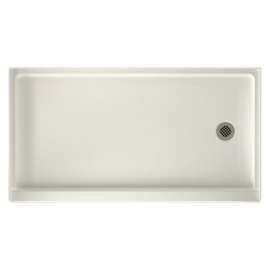 32-in D x 60-in W x 4.3125-in H Solid Surface Shower Base with Right-Hand Drain in Bisque