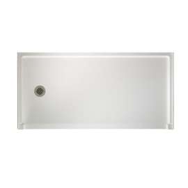 30.1875-in D x 60.375-in W x 4.1875-in H Veritek Shower Base with Left-Hand Drain in White