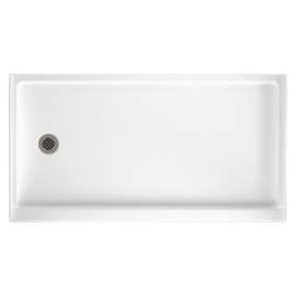 32-in D x 60-in W x 4.3125-in H Veritek Shower Base with Left-Hand Drain in White