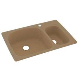 33-in D x 22-in W x 9.75-in H Solid Surface Dual Mount Double Bowl Kitchen Sink with 1-Hole in Barley