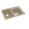 33-in D x 22-in W x 9-in H Solid Surface Dual Mount Double Bowl Kitchen Sink with 1-Hole in Prairie