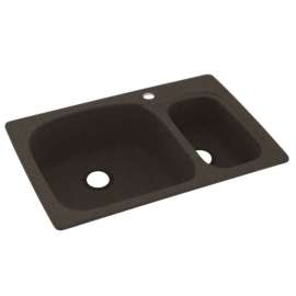 33-in D x 22-in W x 9.75-in H Solid Surface Dual Mount Double Bowl Kitchen Sink with 1-Hole in Canyon