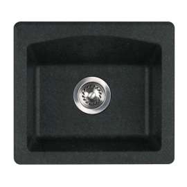 18-in D x 16-in W x 7.5-in H Granite Dual Mount Bar Sink with 0-Hole in Nero