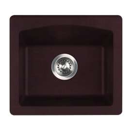 18-in D x 16-in W x 7.5-in H Granite Dual Mount Bar Sink with 0-Hole in Espresso