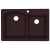 QZDB-3322-170 33-in D x 22-in W x 9.5-in H Granite Dual Mount Double Bowl Kitchen Sink with 1-Hole in Espresso