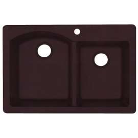 QZDB-3322-170 33-in D x 22-in W x 9.5-in H Granite Dual Mount Double Bowl Kitchen Sink with 1-Hole in Espresso