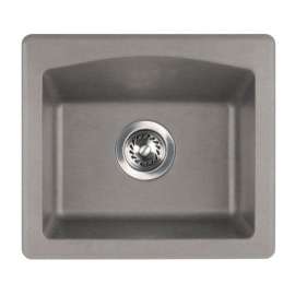 18-in D x 16-in W x 7.5-in H Granite Dual Mount Bar Sink with 0-Hole in Metallico