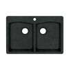 33-in D x 22-in W x 9.063-in H Granite Dual Mount Double Bowl Kitchen Sink with 1-Hole in Nero