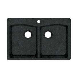 33-in D x 22-in W x 9.063-in H Granite Dual Mount Double Bowl Kitchen Sink with 1-Hole in Nero