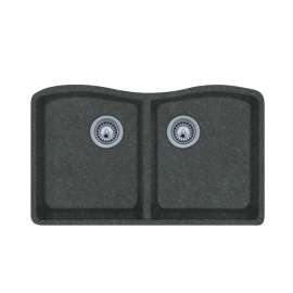 32-in D x 21-in W x 9.0625-in H Granite Undermount Double Bowl Kitchen Sink with 1-Hole