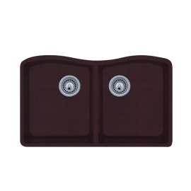 32-in D x 21-in W x 9.0625-in H Granite Undermount Double Bowl Kitchen Sink with 1-Hole in Espresso
