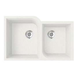 32-in D x 21-in W x 9.5625-in H Granite Undermount Double Bowl Kitchen Sink with 1-Hole