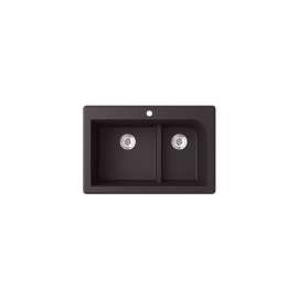 33-in D x 22-in W x 9.5-in H Granite Dual Mount Double Bowl Kitchen Sink with 1-Hole in Nero