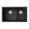 31.875-in D x 19.375-in W x 9.5-in H Granite Undermount Double Bowl Kitchen Sink with 1-Hole in Nero