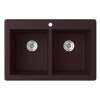 33-in D x 22-in W x 9.563-in H Granite Dual Mount Double Bowl Kitchen Sink with 1-Hole in Espresso