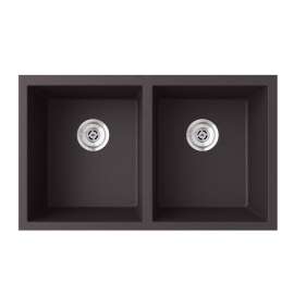31.875-in D x 19.25-in W x 9.5625-in H Granite Undermount Double Bowl Kitchen Sink with 1-Hole in Nero