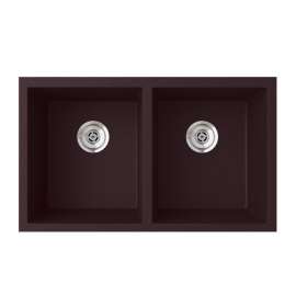 31.875-in D x 19.25-in W x 9.5625-in H Granite Undermount Double Bowl Kitchen Sink with 1-Hole in Espresso